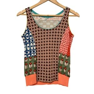 Anthropologie Aldo Martins Patchwork Knit Sweater Tank‎ Womens M Colorful Artsy